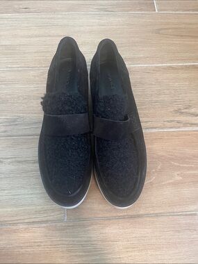 Vince Black Suede Shearling Loafers